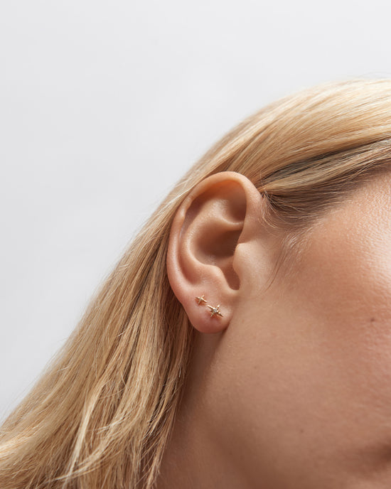 Solid Gold Mini North Star Lab Grown Diamond Stud Earrings