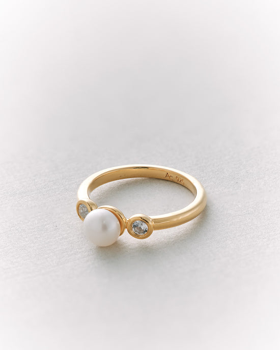 Gold Pearl and Sapphire Ring