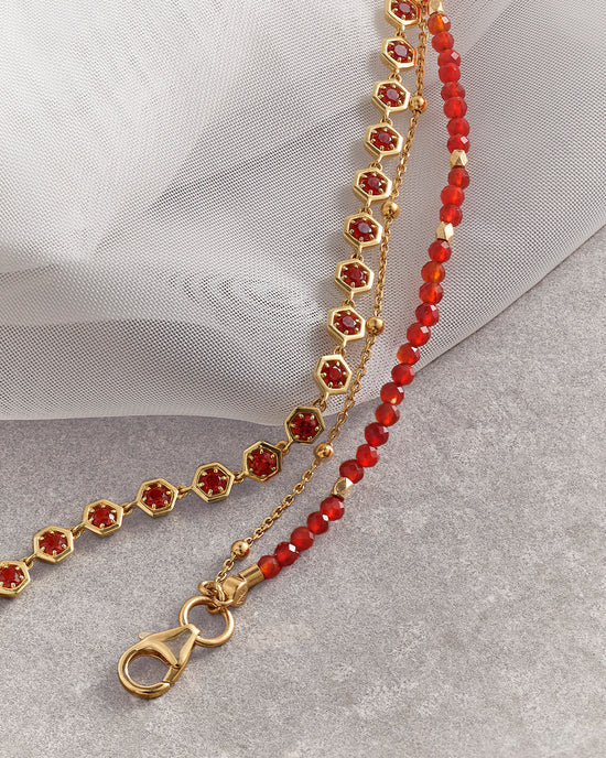 Gold Fine Biography Red Carnelian Bracelet