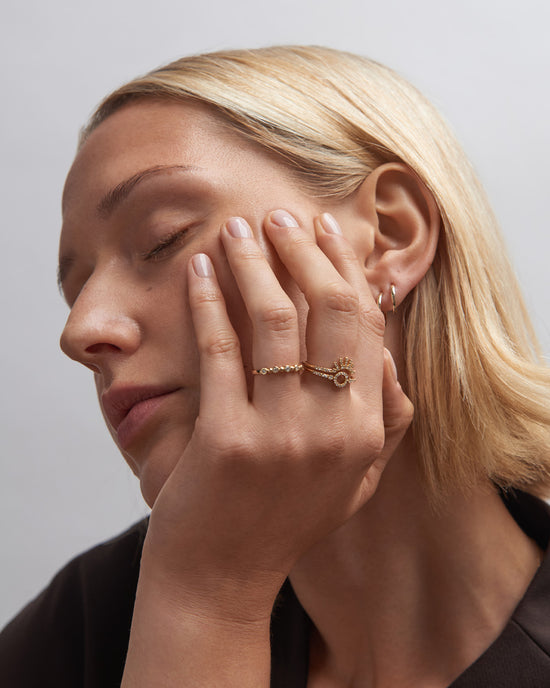 Solid Gold Rising Sun Line Ring