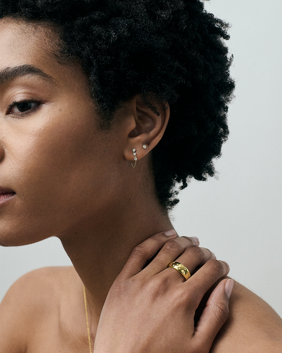 Solid Gold Interstellar Chain Lab Grown Diamond Stud Earrings
