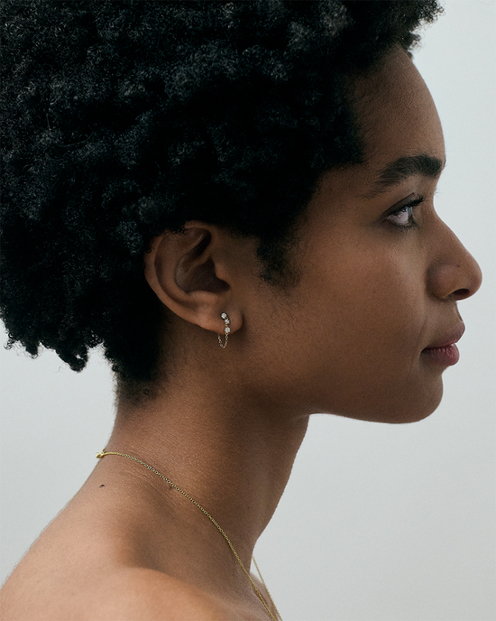 Solid Gold Interstellar Chain Lab Grown Diamond Stud Earrings