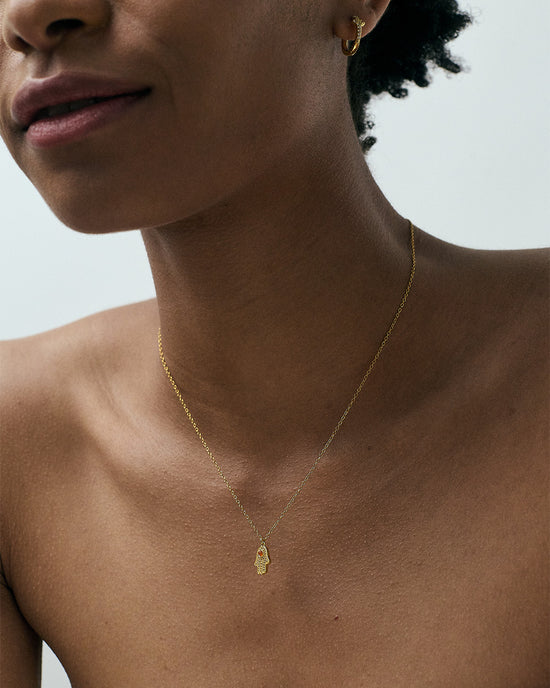 Gold Celestial Hamsa Hand Pendant Necklace