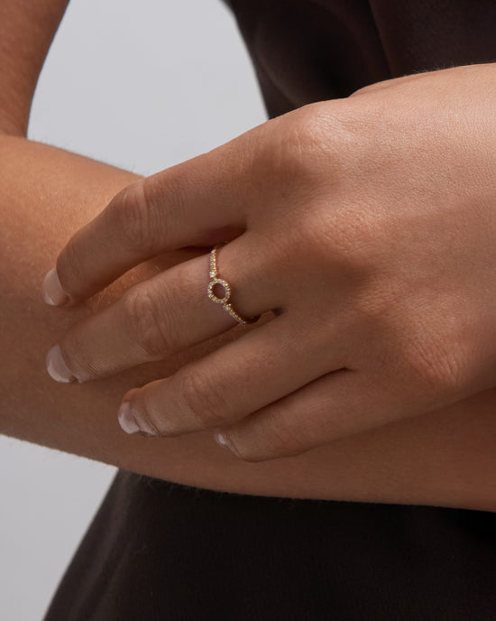 Solid Gold Rising Sun Line Ring