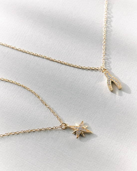Gold Celestial Wishbone Pendant Necklace