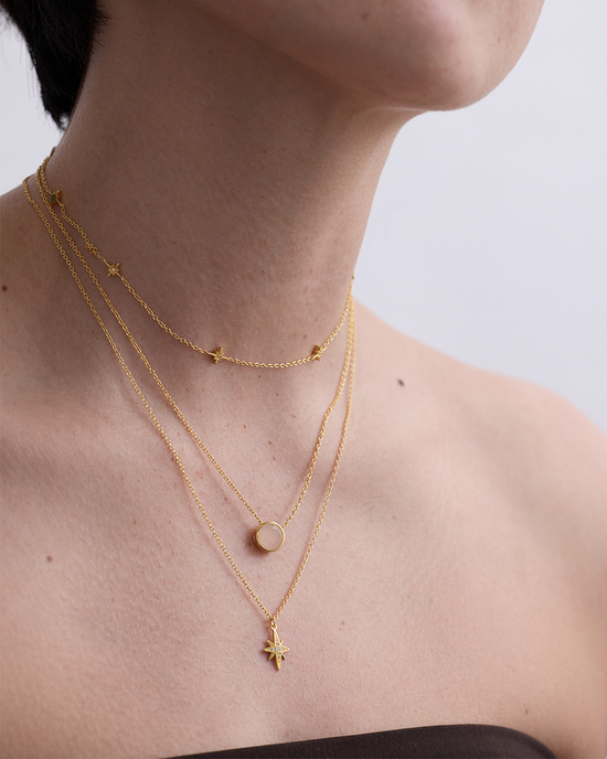 Gold Luna Pink Quartzite Pendant Necklace