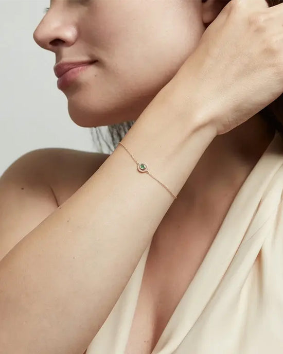 Solid Gold Icon Aura Emerald Diamond Bracelet