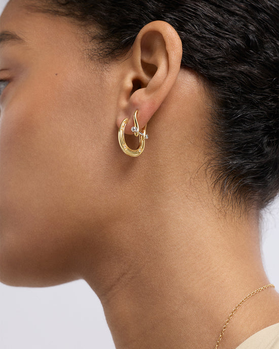 Gold Biography Horseshoe Hoop Earrings
