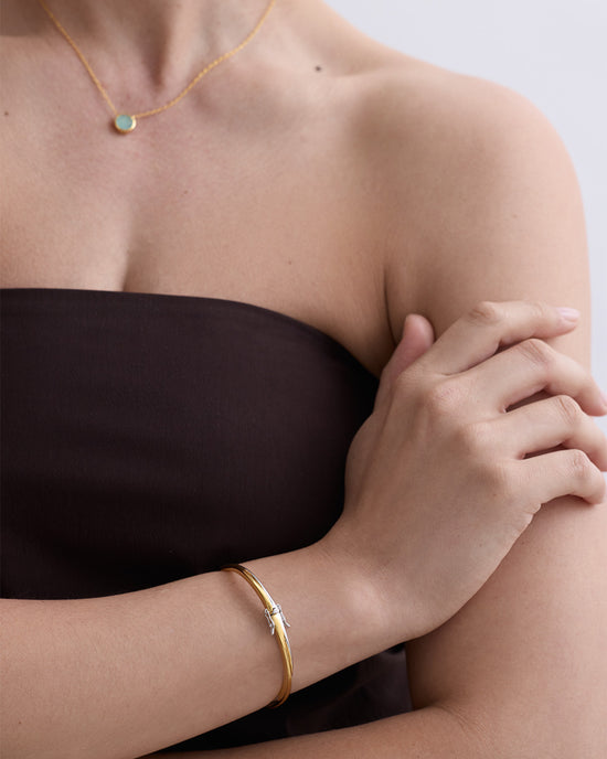 Aurora Weave Mixed Metal Bangle