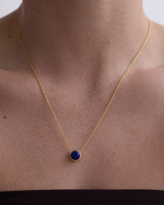 Gold Luna Lapis Pendant Necklace