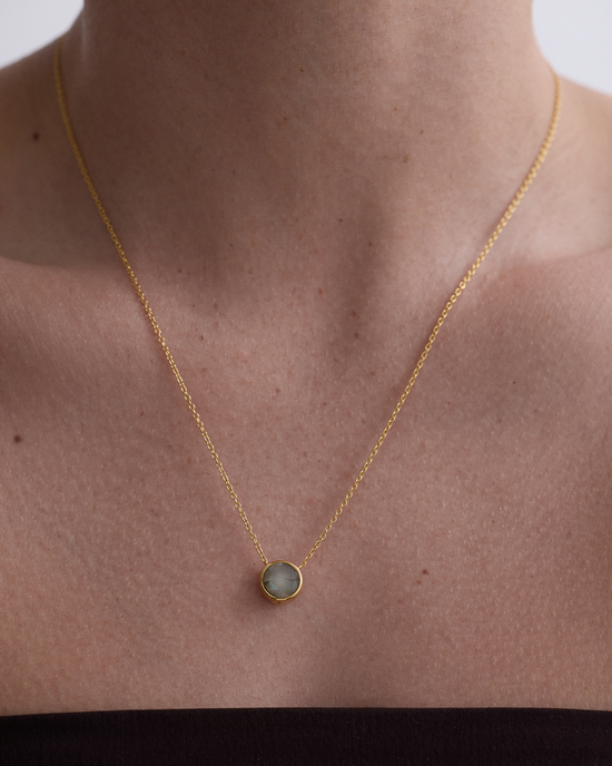 Gold Luna Labradorite Pendant Necklace