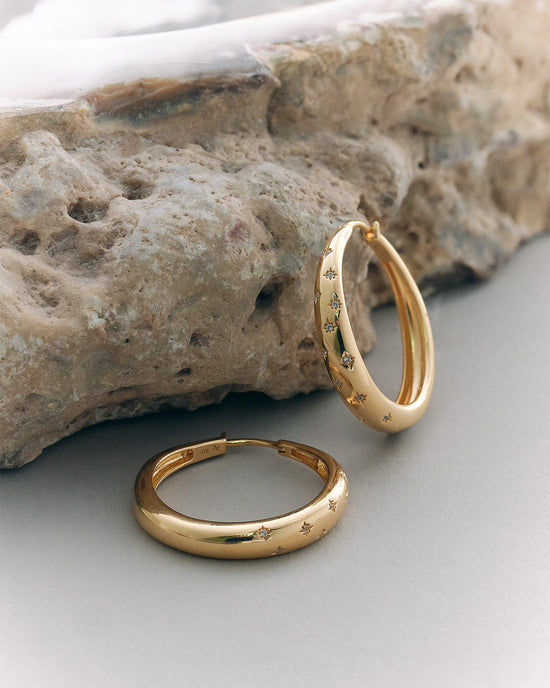 Gold Maxi Tiny star Hoop earrings