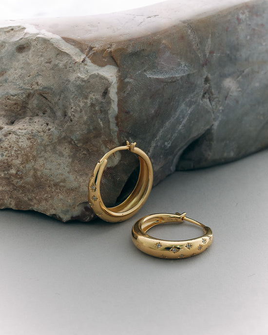 Gold Celestial Tiny Star Hoop Earrings
