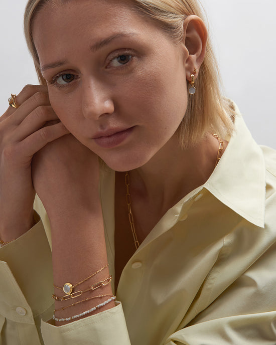 Gold Stilla Mother of Pearl Huggie Earrings