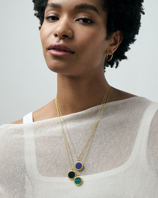 Gold Stilla Lapis Locket Necklace