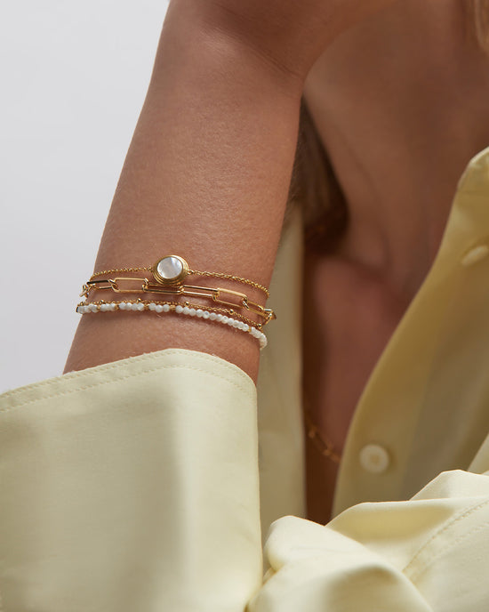 Gold Stilla Mother of Pearl Locket Bracelet