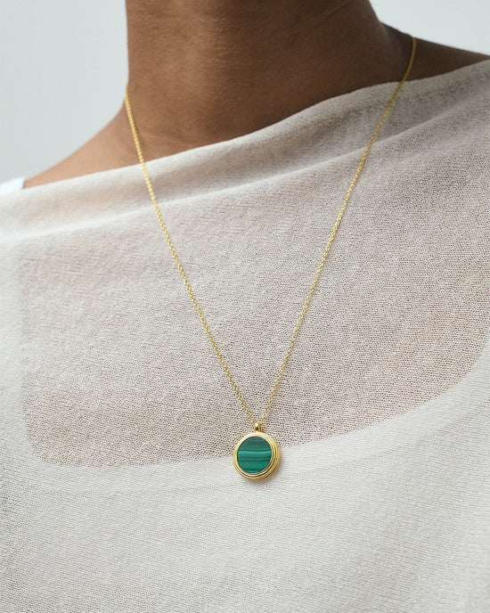 Gold Stilla Malachite Locket Necklace