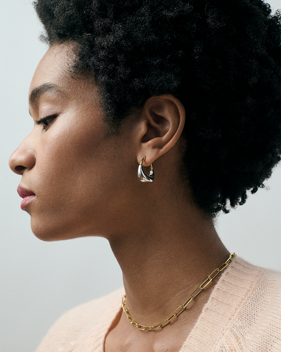 Silver & Gold Chunky Aurora U-Hoop Earrings