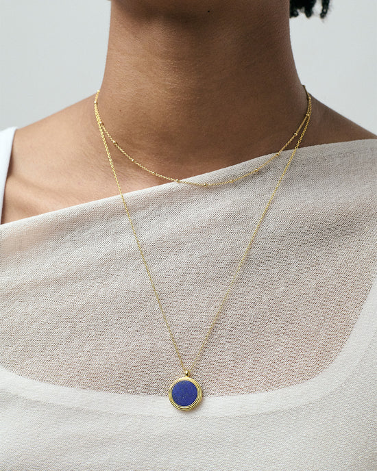 Gold Stilla Lapis Locket Necklace