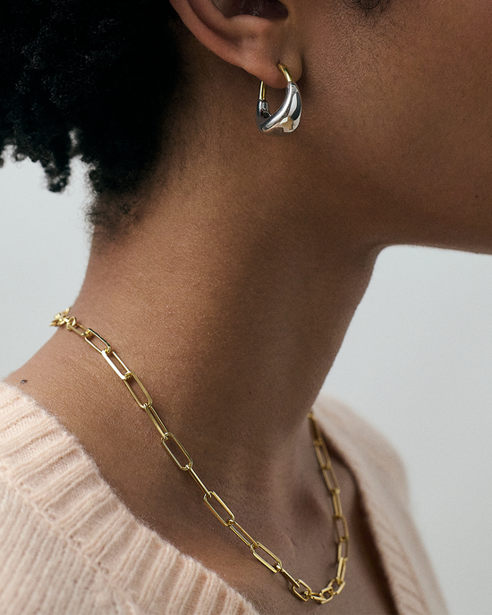 Silver & Gold Chunky Aurora U-Hoop Earrings