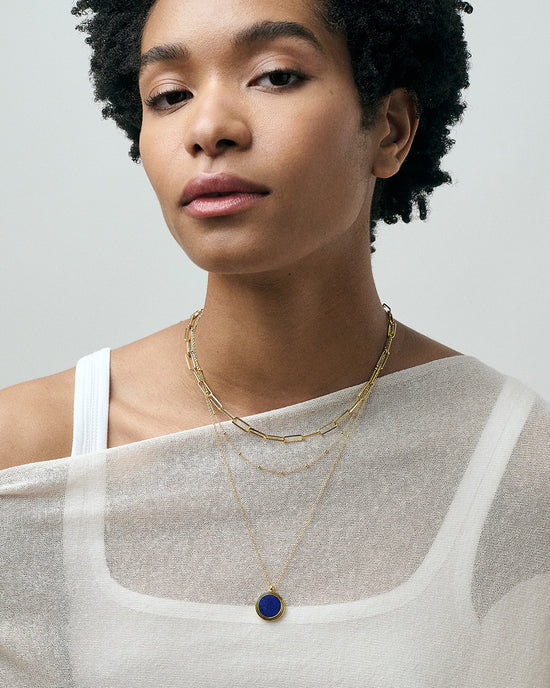 Gold Stilla Lapis Locket Necklace