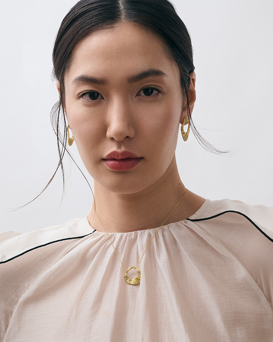 Gold Raye Statement Hoop Stud Earrings