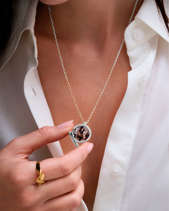 Silver Medium Biography Locket Necklace