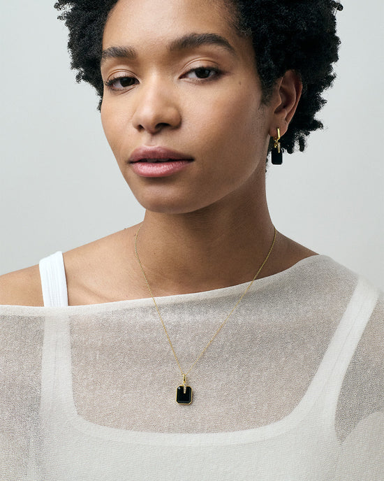 Gold Deco Maxi Black Onyx Earrings