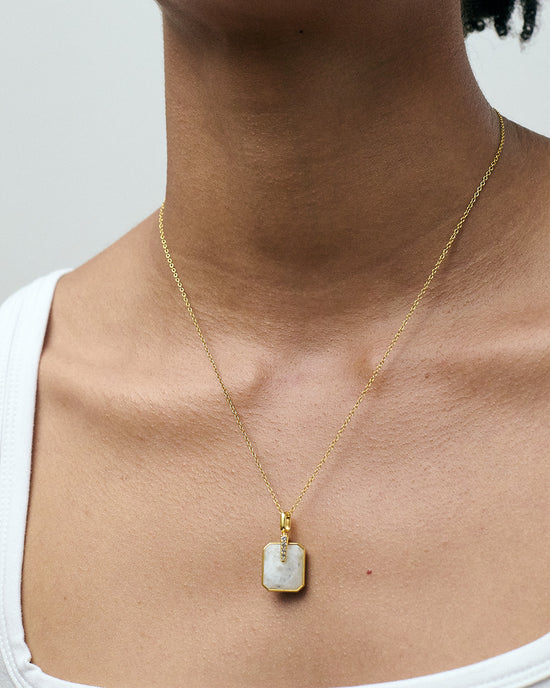 Gold Deco Mother of Pearl and Black Onyx Spinner Necklace