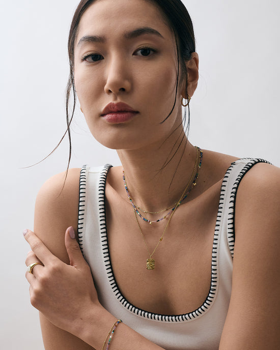 Gold Biography Multi Shell Necklace