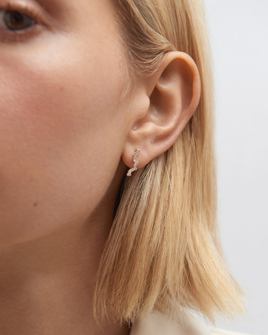 Solid Gold Asteri Diamond Bar Drop Earrings