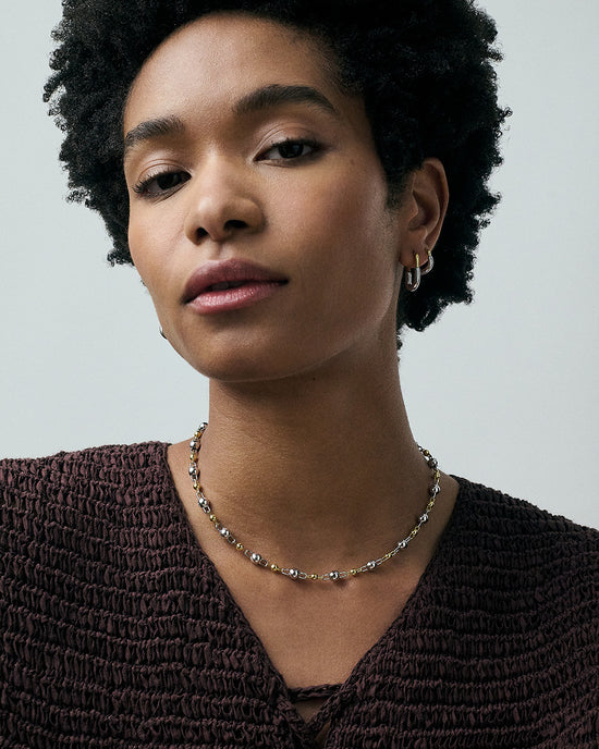 Gold and Silver Aurora U-Shape Hoop Earrings