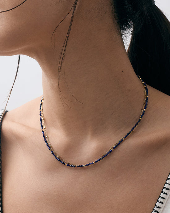 Gold Biography Lapis Necklace