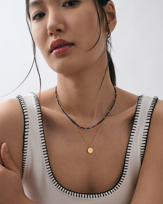 Gold Biography Lapis Necklace