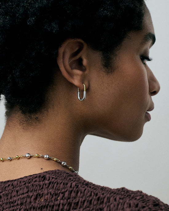 Gold and Silver Aurora U-Shape Hoop Earrings
