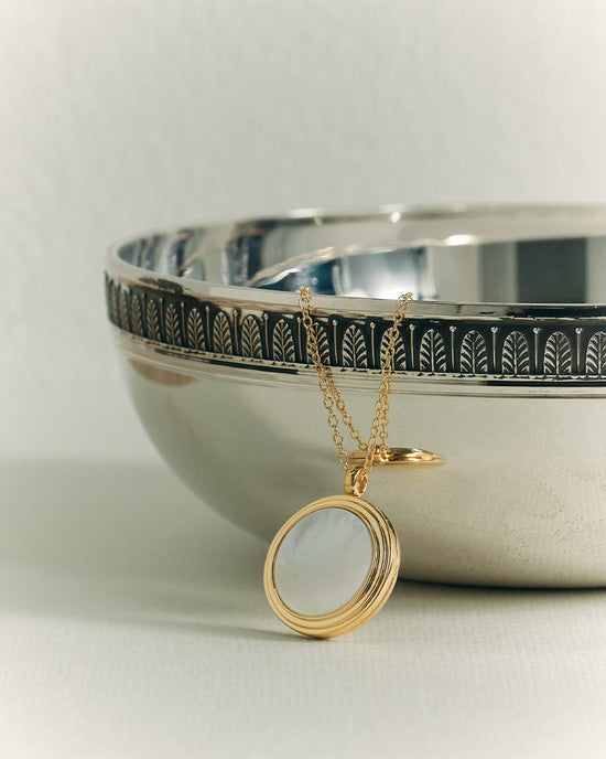 Gold Stilla Mother of Pearl Locket Necklace