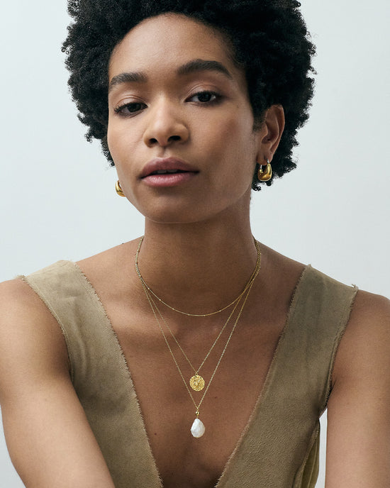Gold Pearl Drop Necklace