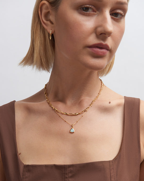 Gold March Aquamarine Birthstone Pendant Necklace
