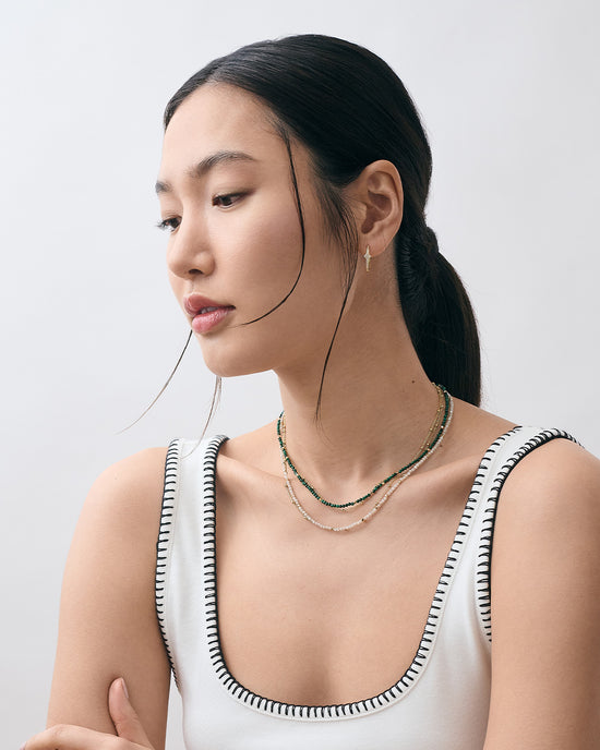 Gold Biography Malachite Necklace