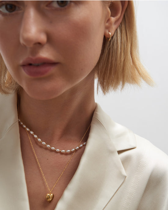 Gold Stilla White Pearl Choker Necklace