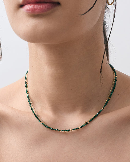 Gold Biography Malachite Necklace