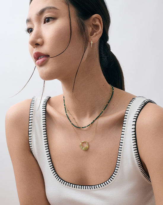 Gold Biography Malachite Necklace
