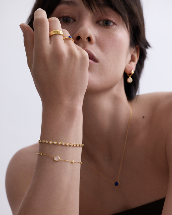 Gold Luna Pink Quartzite Huggie Earrings