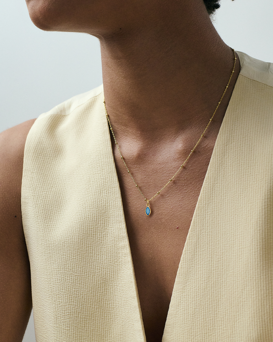 Gold December Turquoise Birthstone Pendant Necklace