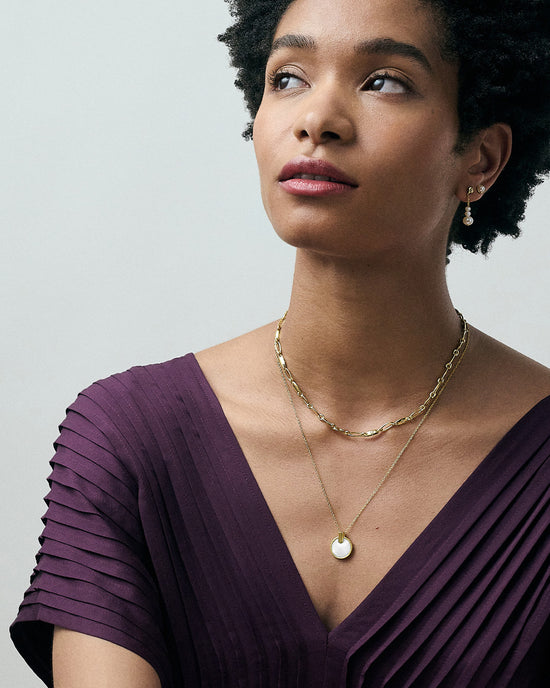 Gold Stilla Mother of Pearl Necklace