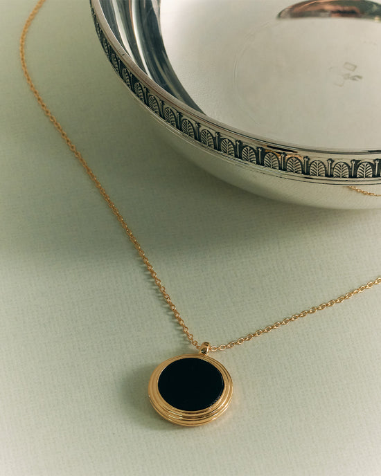 Gold Stilla Black Onyx Locket Necklace