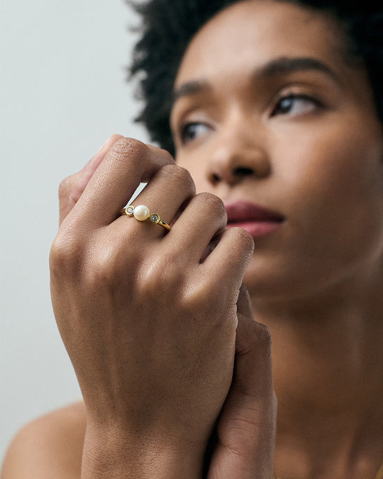 Gold Pearl and Sapphire Ring