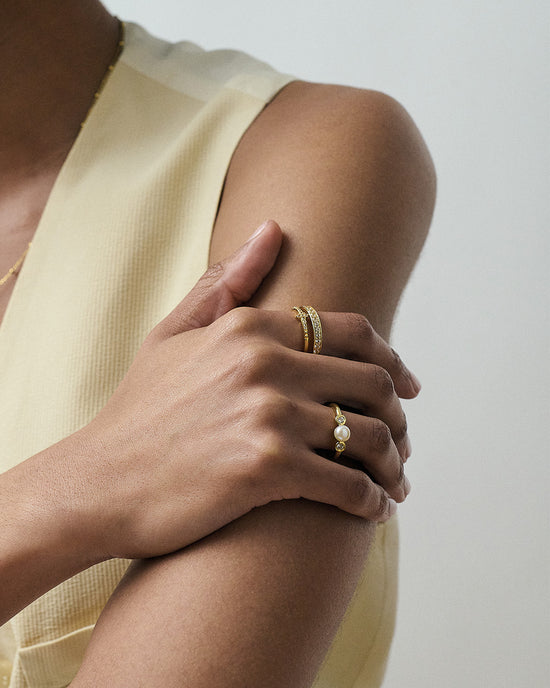 Gold Pearl and Sapphire Ring