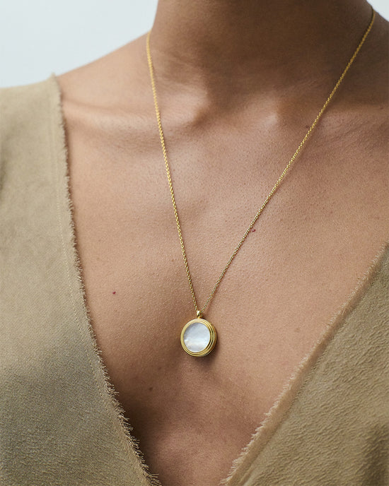 Gold Stilla Mother of Pearl Locket Necklace
