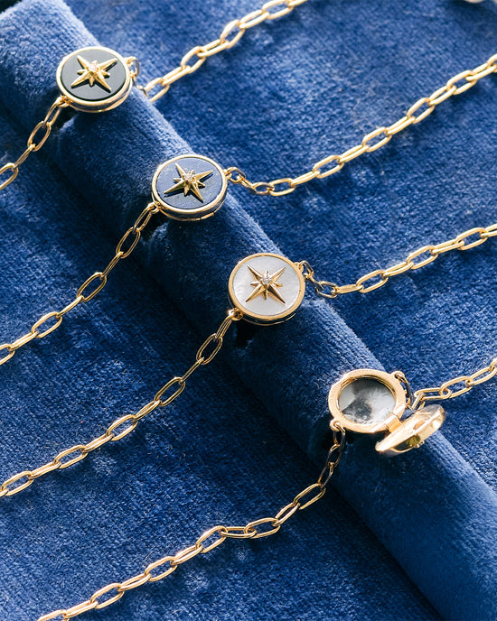 Gold Polaris Black Onyx Locket Bracelet